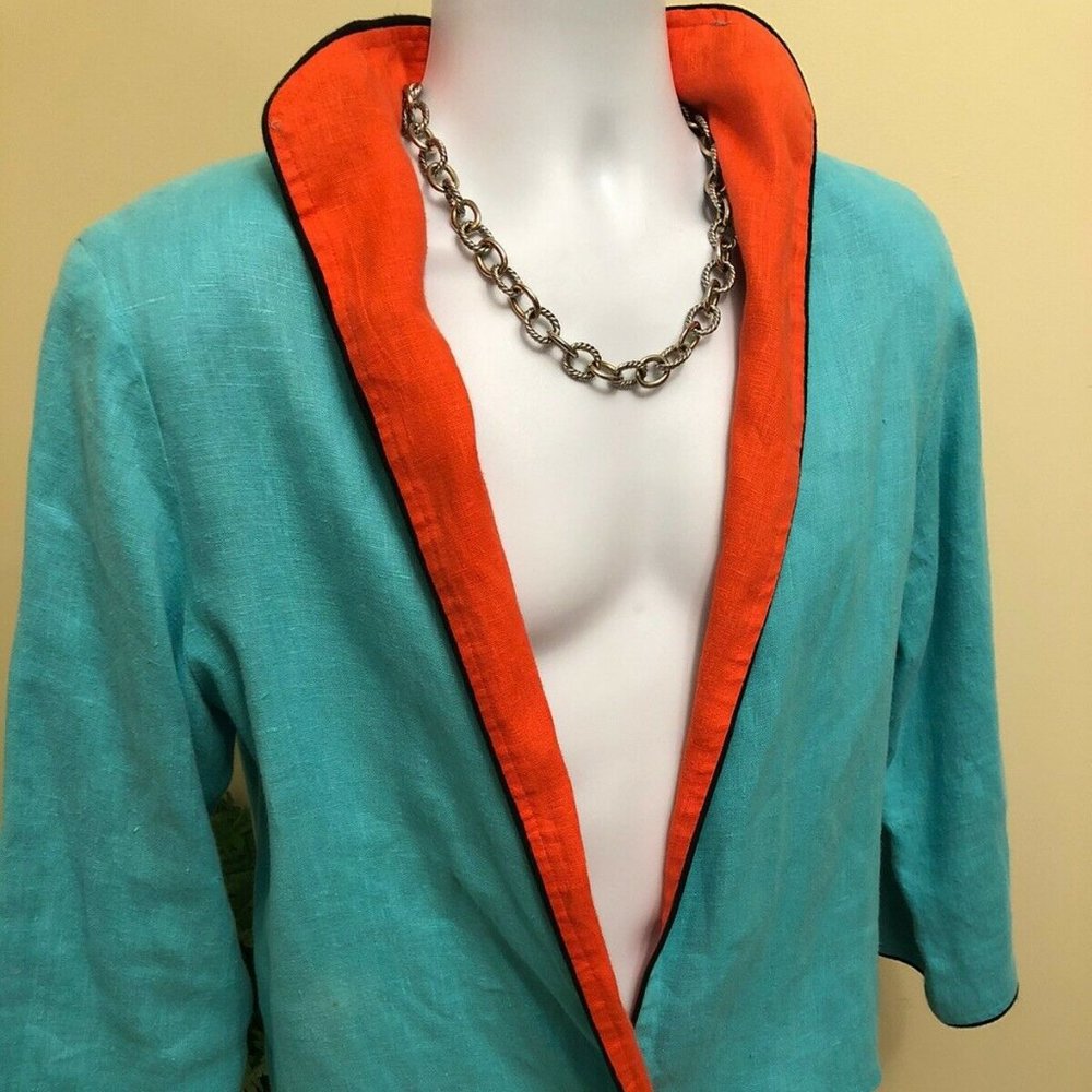 Painted Pony Blazer Jacket Women's Blue/Orange Med